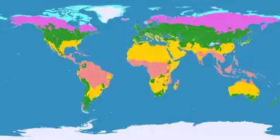 Temperate zone in green