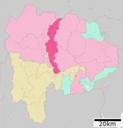 Location of Kōfu in Yamanashi Prefecture