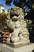 A Komainu guarding Namba Yasaka Jinja