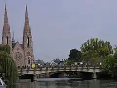 The Ill and the St Paul's church in Strasbourg.