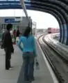 Westbound train approaching station