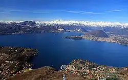 A view over Piedmont's Lake Maggiore, Mount Rosa and Verbania