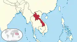 Location of  Laos  (red)in ASEAN  (dark grey)  —  [Legend]