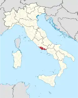 Map with the province of Latina in Italy