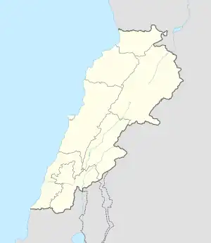 Map showing the location of Byblos within Lebanon