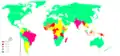 New cases of leprosy, in 2003. The darker the color, the more cases.