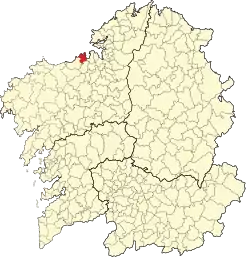 Location of the municipality of A Coruña within Galicia