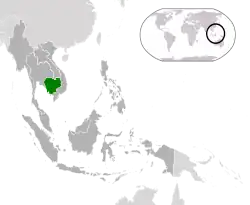 Location of  Cambodia  (green)in ASEAN  (dark grey)  —  [Legend]