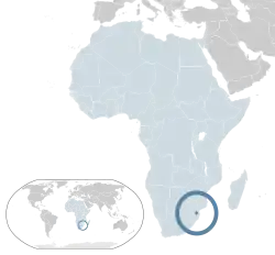 Location of  Eswatini  (dark blue)– in Africa  (light blue)– in the African Union  (light blue)