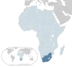 Location of  South Africa  (dark blue)in the African Union  (light blue)