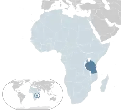 Location of  Tanzania  (dark blue)in the African Union  (light blue)