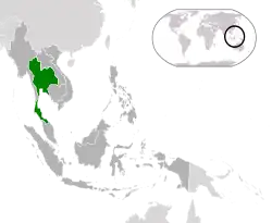 Location of  Thailand  (green)in ASEAN  (dark grey)  —  [Legend]