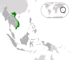 Location of  Vietnam  (green)in ASEAN  (dark grey)  —  [Legend]