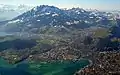 Lucerne with mount Pilatus in the background.