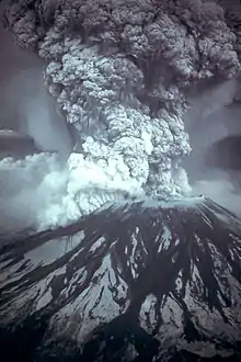 Mount St Helens erupting