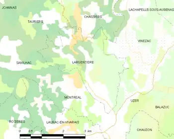 Map of the commune of Largentière