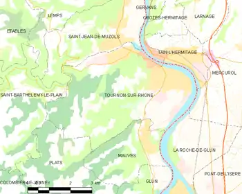 Map of the commune of Tournon-sur-Rhône