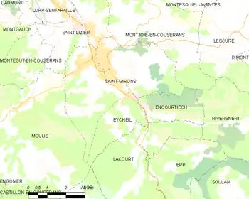 Map of the commune de Saint-Girons