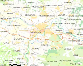 Map of the commune of Carcassonne