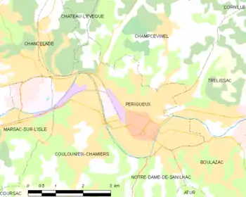 Map of the commune of Périgueux