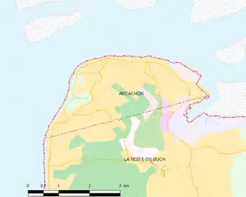 Map of the commune of Arcachon