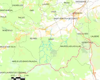 Map of the commune of Céret