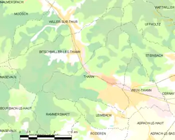 Map of the commune of Thann