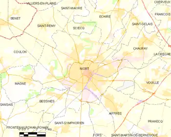 Map of the commune of Niort