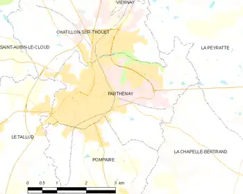 Map of the commune of Parthenay