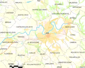 Map of the commune of Albi