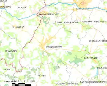 Map of the commune de Rochechouart