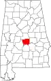 Map of Alabama highlighting Autauga County