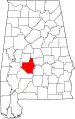 Map of Alabama highlighting Dallas County