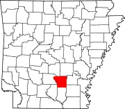 Map of Arkansas highlighting Cleveland County