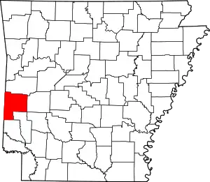 Map of Arkansas highlighting Polk County