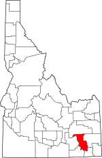 Map of Idaho highlighting Bannock County