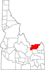 Map of Idaho highlighting Clark County