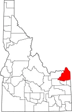 Map of Idaho highlighting Fremont County