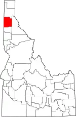 Map of Idaho highlighting Kootenai County