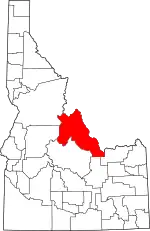 Map of Idaho highlighting Lemhi County