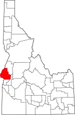 Map of Idaho highlighting Washington County