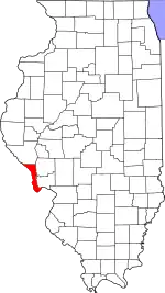 Map of Illinois highlighting Calhoun County