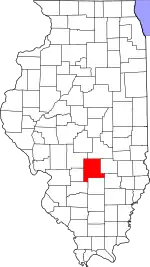 Map of Illinois highlighting Fayette County