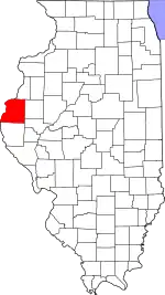 Map of Illinois highlighting Hancock County