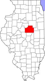 Map of Illinois highlighting McLean County