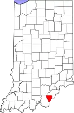 Map of Indiana highlighting Floyd County