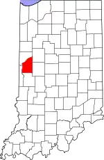 Map of Indiana highlighting Fountain County