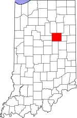 Map of Indiana highlighting Grant County