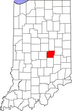 Map of Indiana highlighting Hancock County