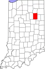 Map of Indiana highlighting Huntington County